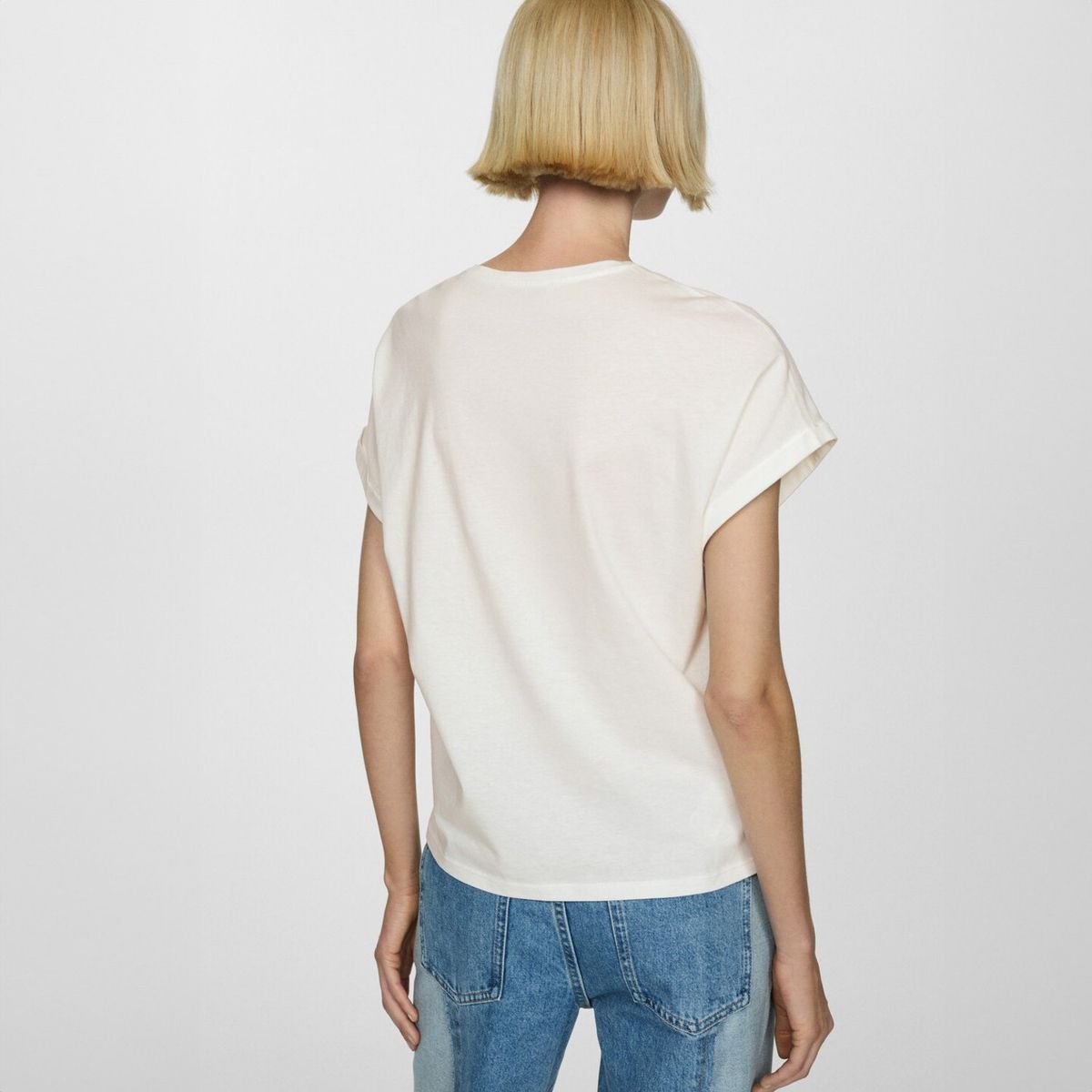 MANGO - Polera Estampada Algodón Mujer Mango