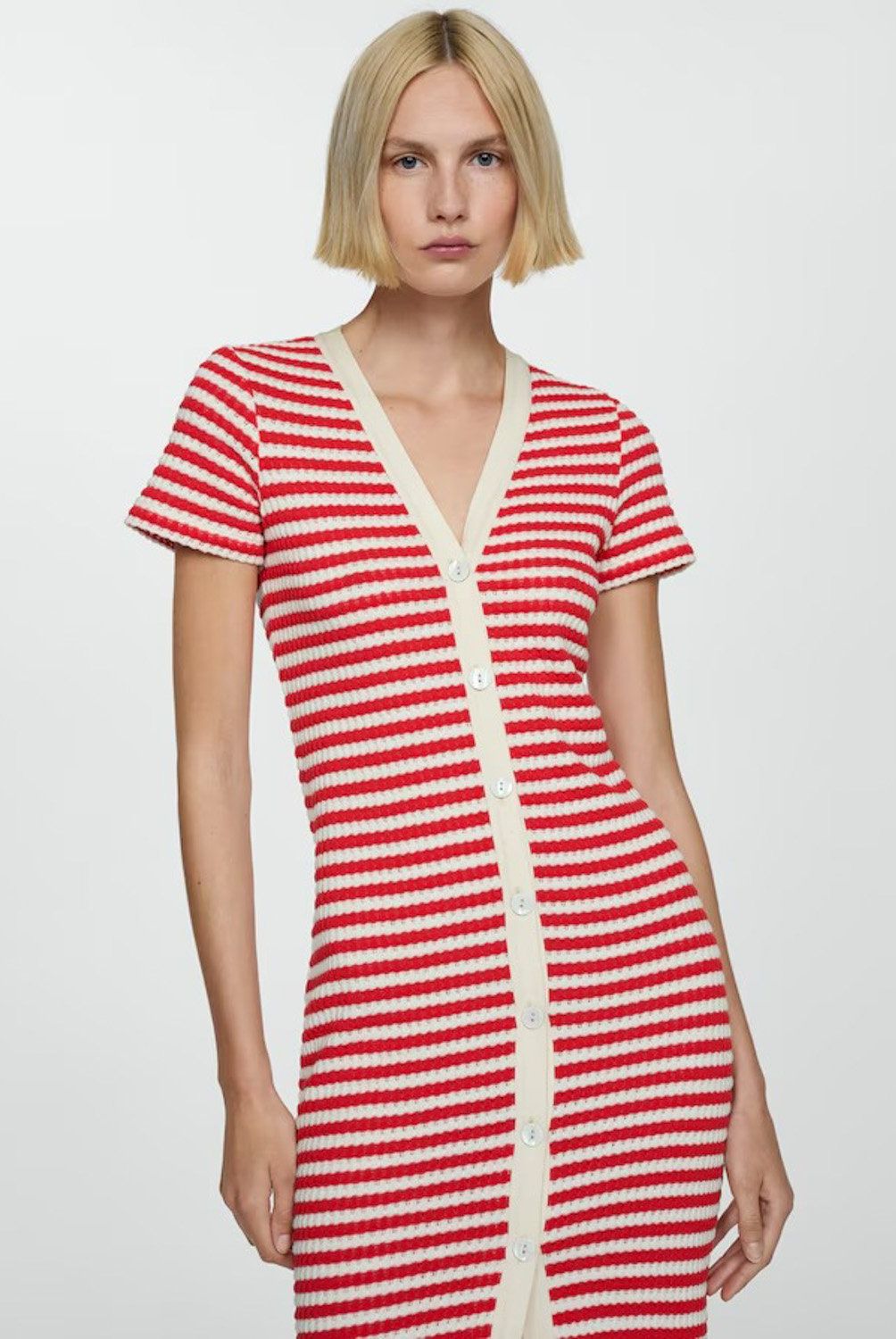 MANGO - Vestido Crochet Botones Mujer