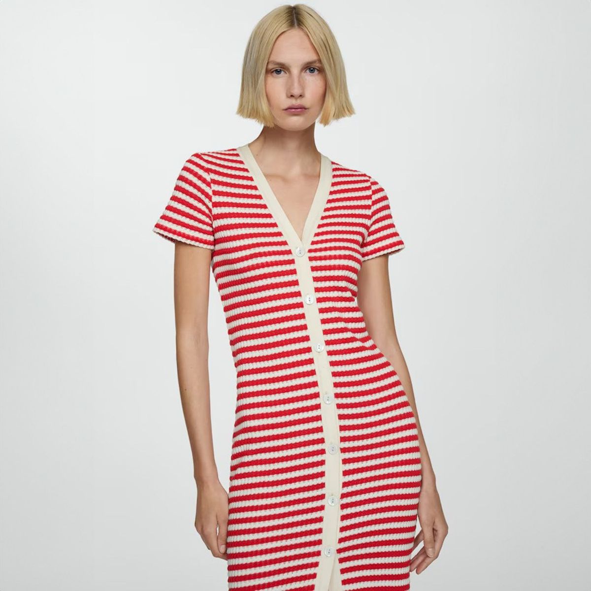 MANGO - Vestido Crochet Botones Mujer