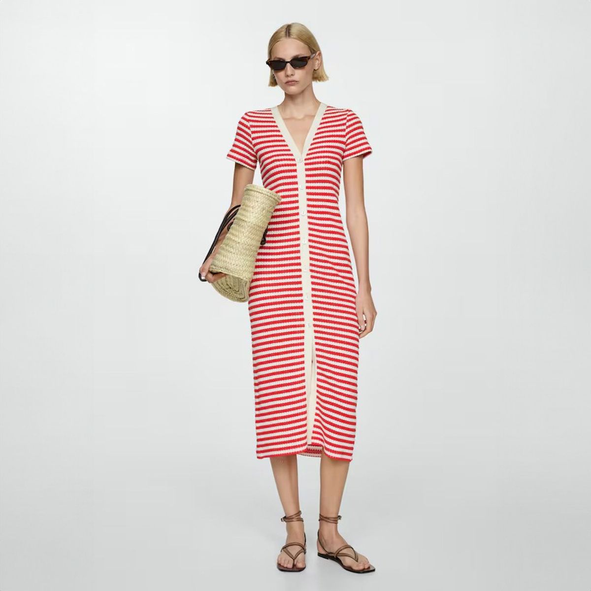 MANGO - Vestido Crochet Botones Mujer