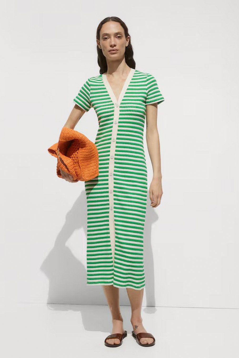 MANGO - Vestido Crochet Botones Mujer
