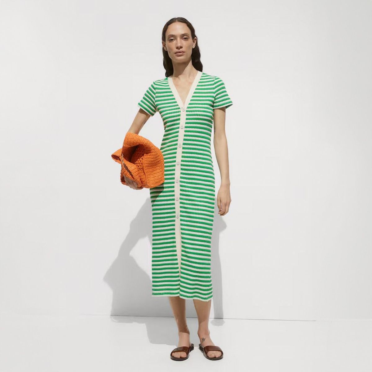 MANGO - Vestido Crochet Botones Mujer