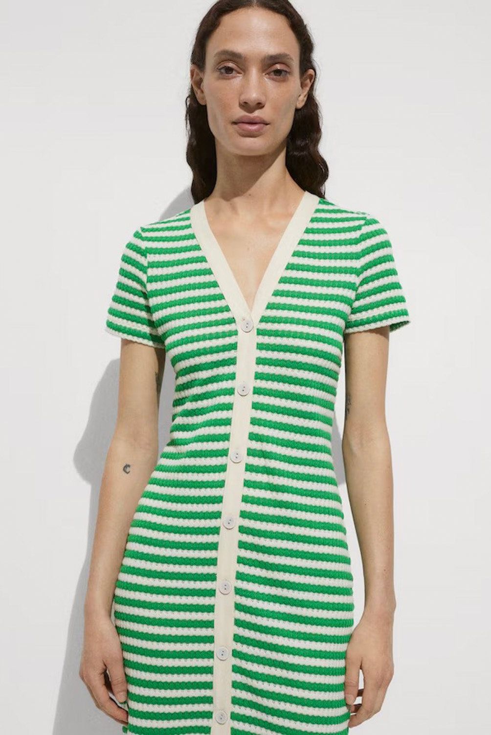 MANGO - Vestido Crochet Botones Mujer