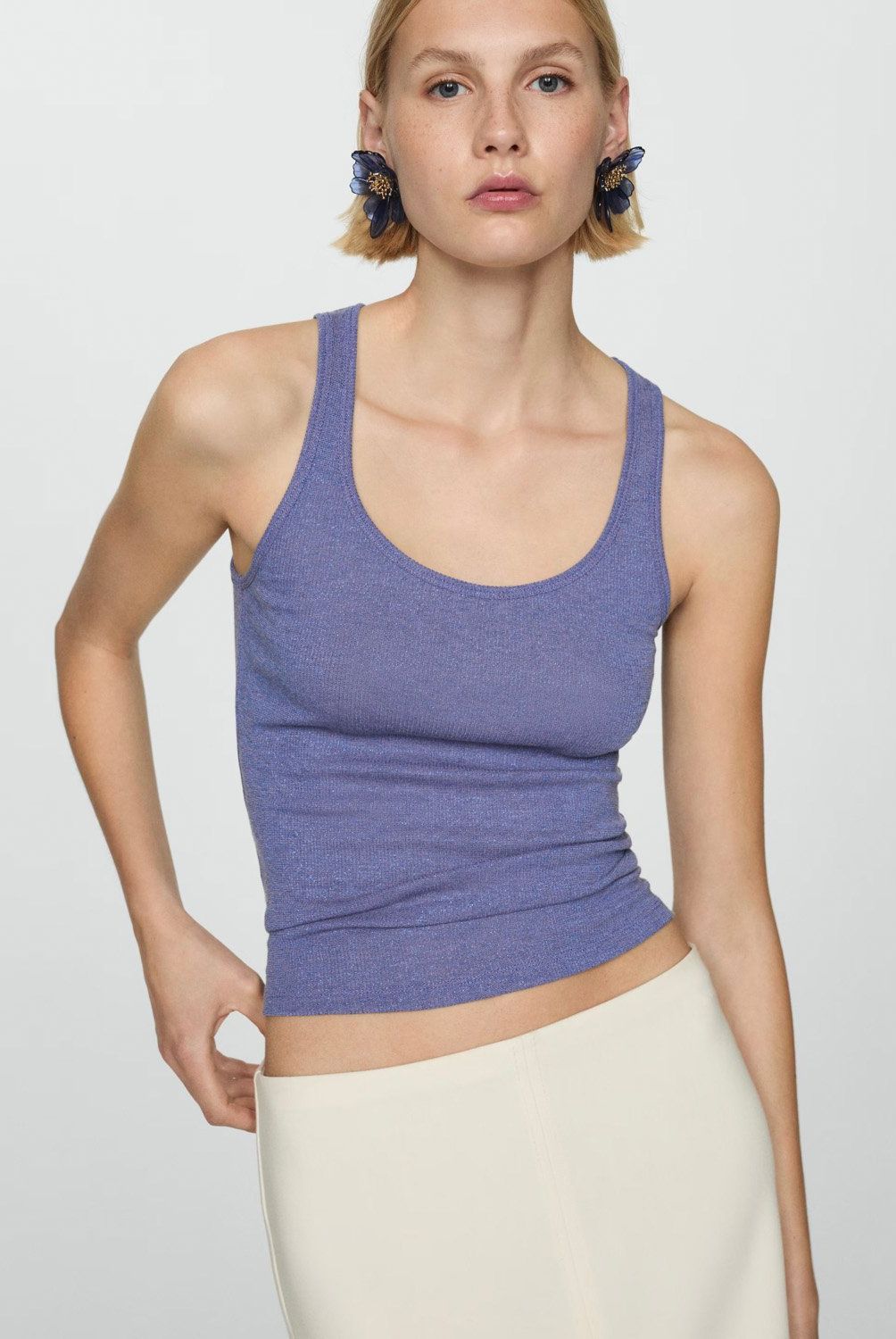 MANGO - Top Tejido Lurex Mujer Mango