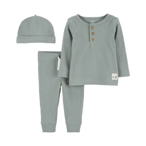 CARTER'S - Conjunto 3 Piezas Polera, Pantalón Y Gorro Bebé Niño