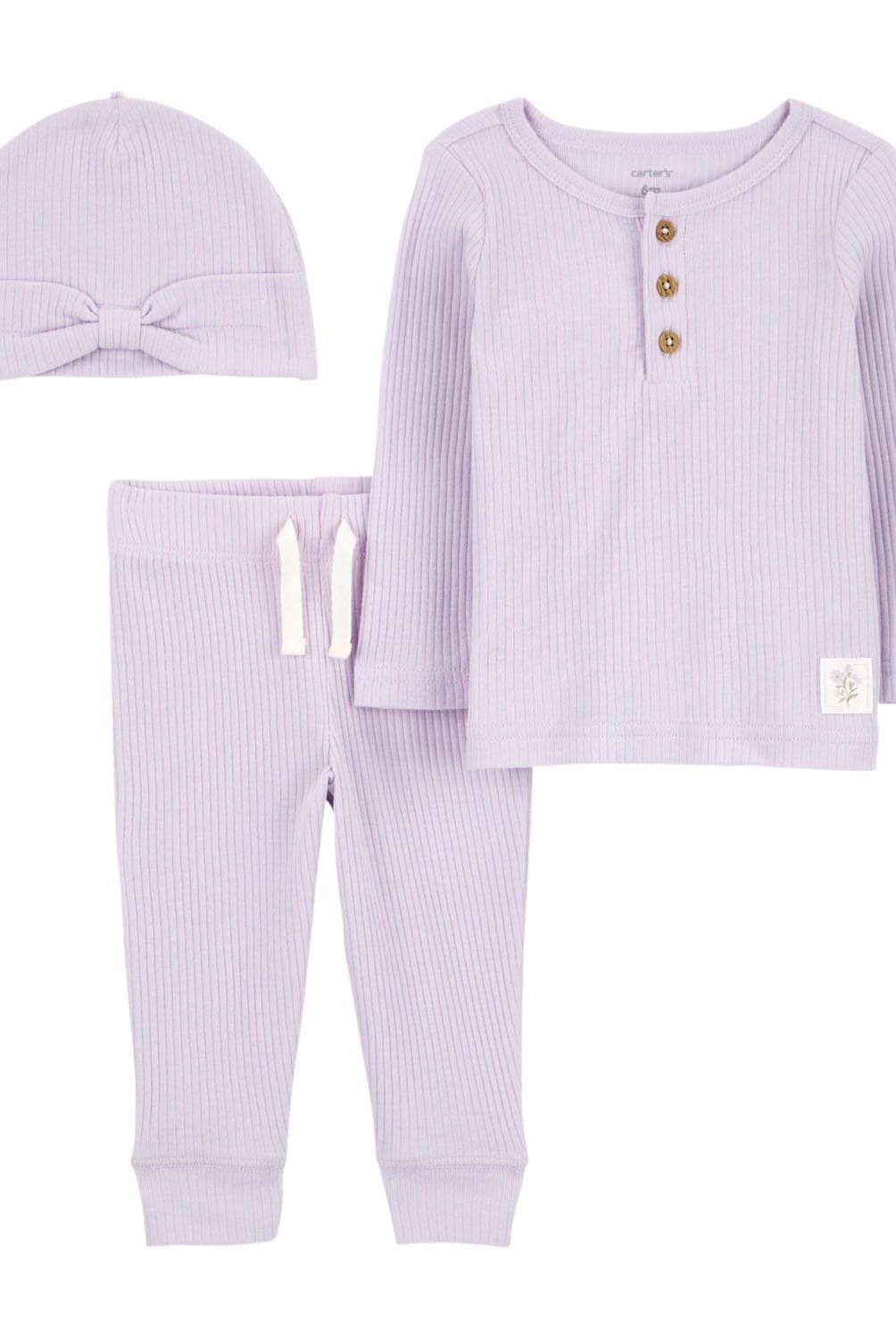 CARTER'S - Conjunto 3 Piezas Polera, Pantalón y Gorro  Bebé Niña Carter's