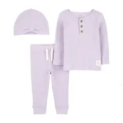 CARTER'S - Conjunto 3 Piezas Polera, Pantalón y Gorro Bebé Niña