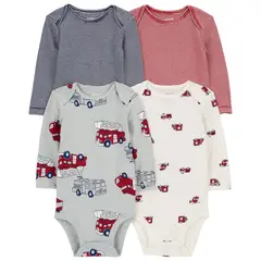 CARTER'S - Pack de Bodys Algodón 4 unidades Bebé Niño
