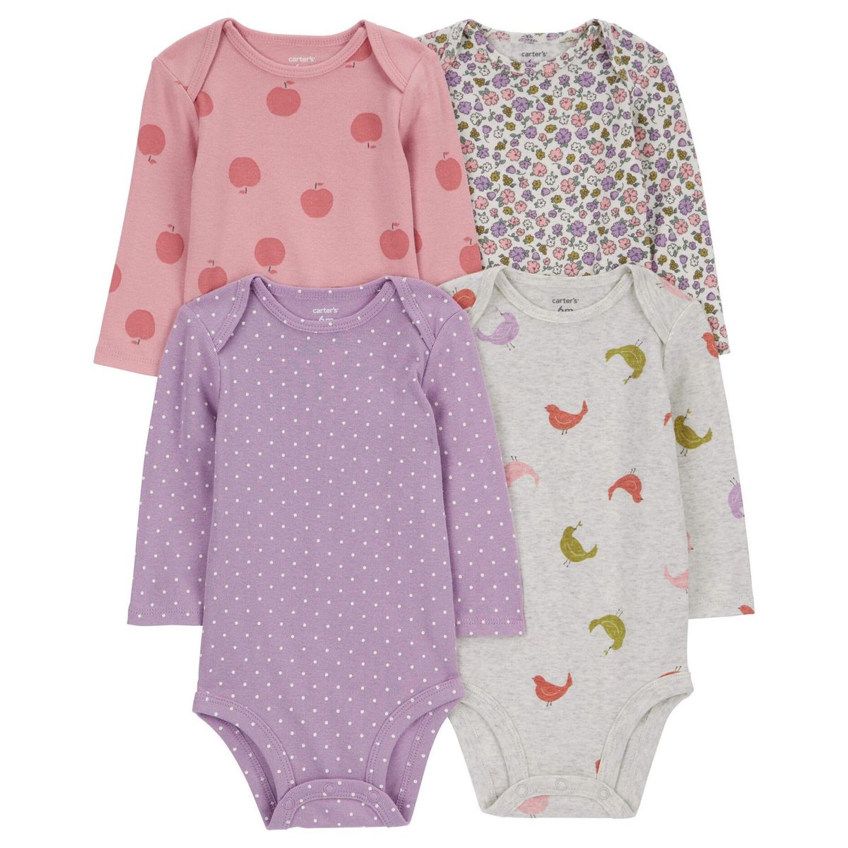 CARTER'S - Pack 4 Bodys Estampados Algodón Bebé Niña Carter's