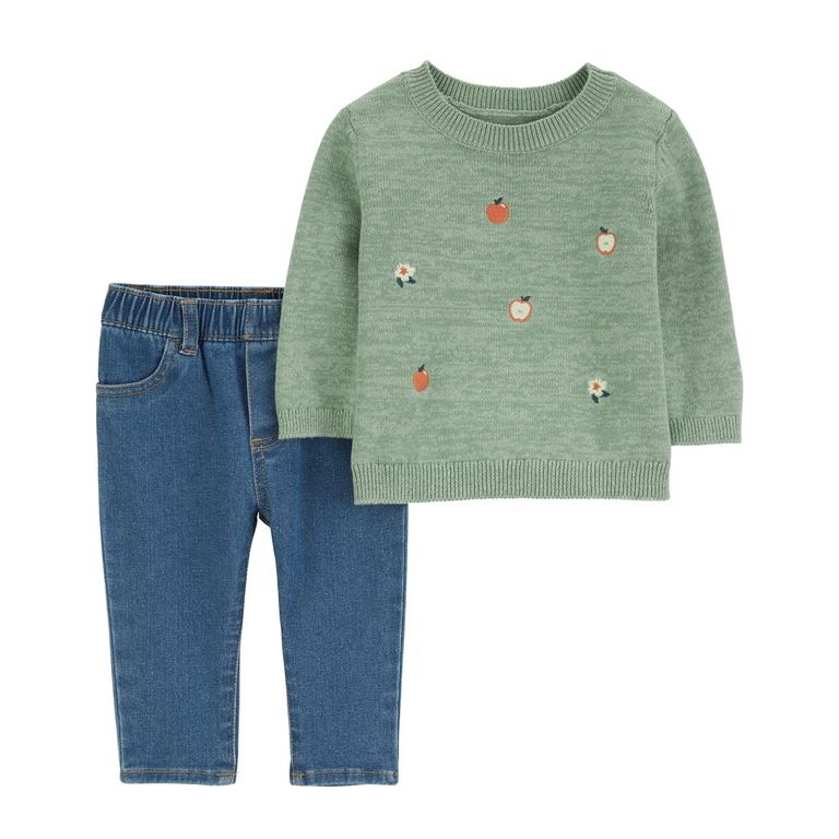 Conjunto 2 Piezas Sweater y Jeans Bebé Niña