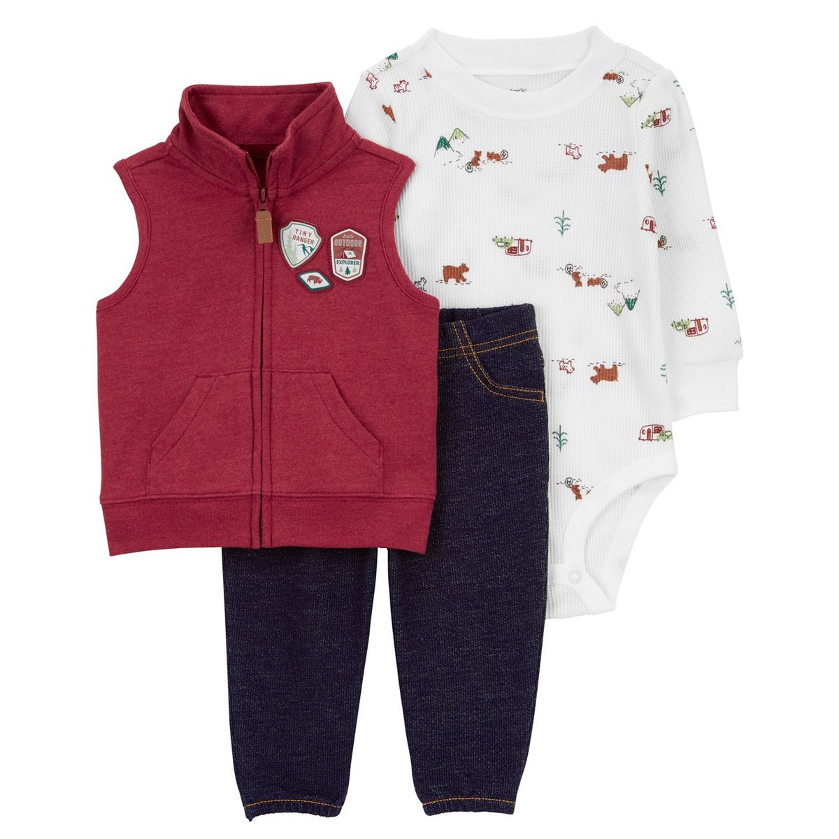 CARTER'S - Conjunto 3 Piezas Poleron, Pantalon y Body Bebé Niño Carter's