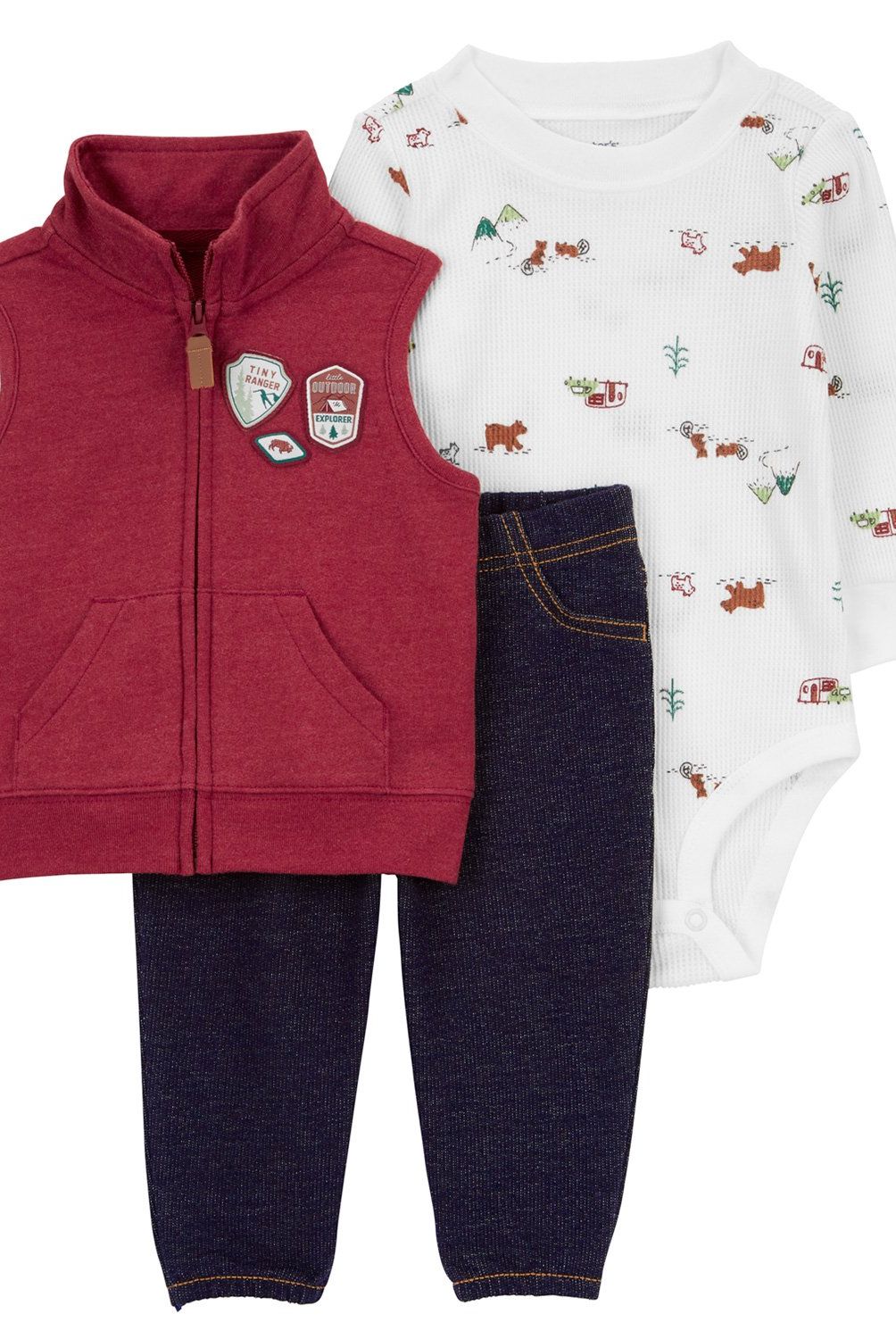 CARTER'S - Conjunto 3 Piezas Poleron, Pantalon y Body Bebé Niño Carter's