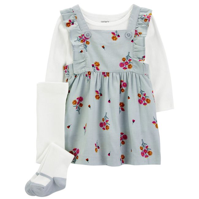 CARTER'S - Conjunto 3 Piezas Vestido, Polera y Patys Bebé Niña Carter's