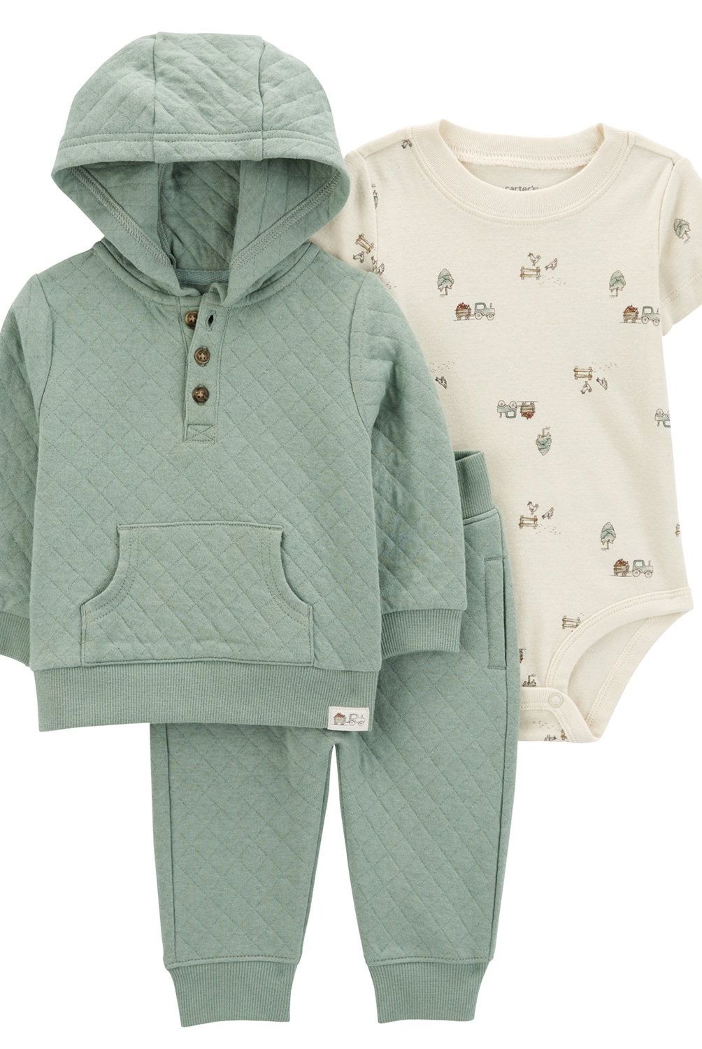 CARTER'S - Conjunto 3 Piezas Poleron, Pantalon y Body Bebé Niño Carter's
