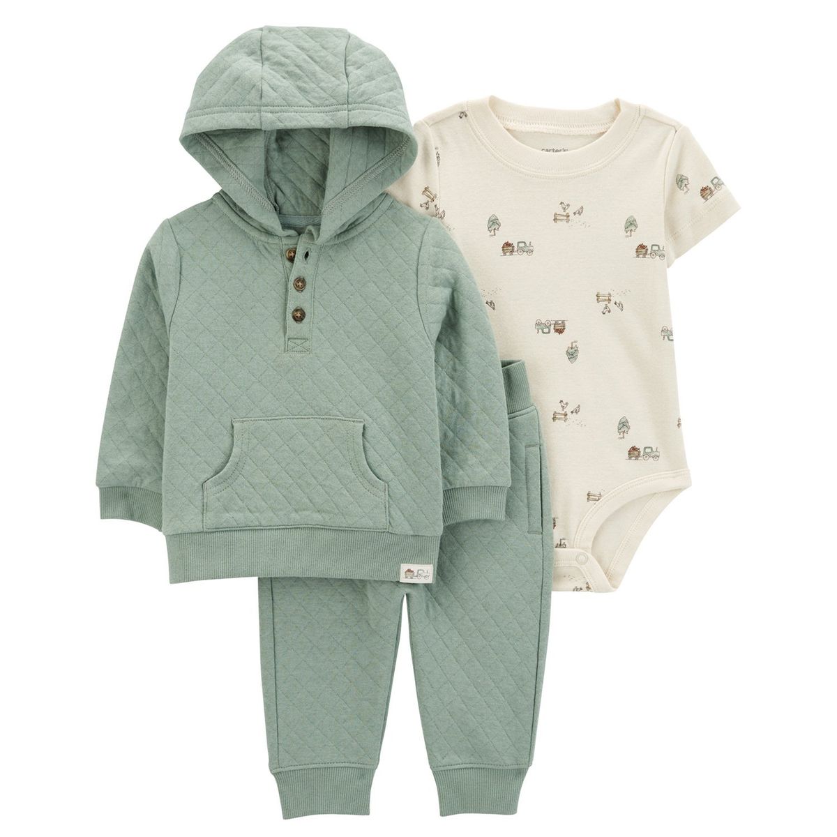 CARTER'S - Conjunto 3 Piezas Poleron, Pantalon y Body Bebé Niño Carter's