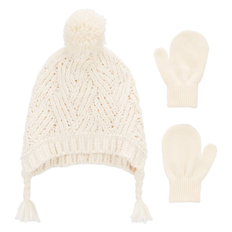 Conjunto 2 Piezas Gorro y Mitones Bebé Niña