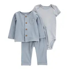 CARTER'S - Conjunto 3 Piezas Chaleco, Pantalon y Body Bebé Niño
