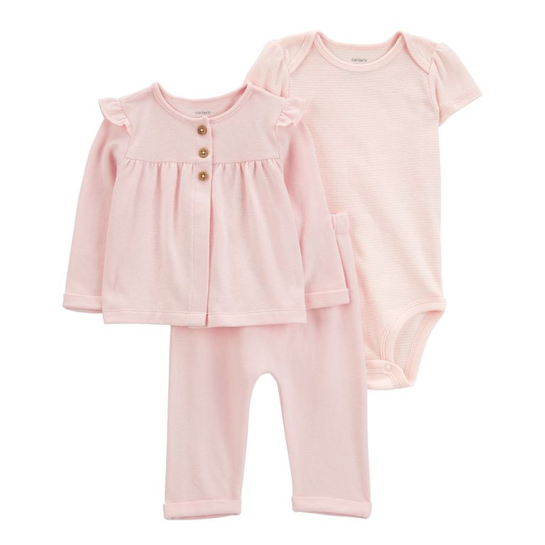 Conjunto 3 Piezas Chaleco, Pantalón y Body Bebé Niña