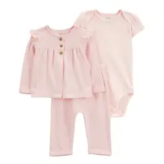 CARTER'S - Conjunto 3 Piezas Chaleco, Pantalón y Body Bebé Niña
