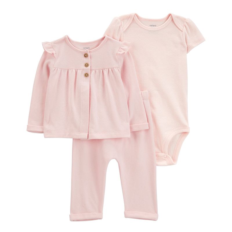 CARTER'S - Conjunto 3 Piezas Chaleco, Pantalón y Body Bebé Niña Carter's
