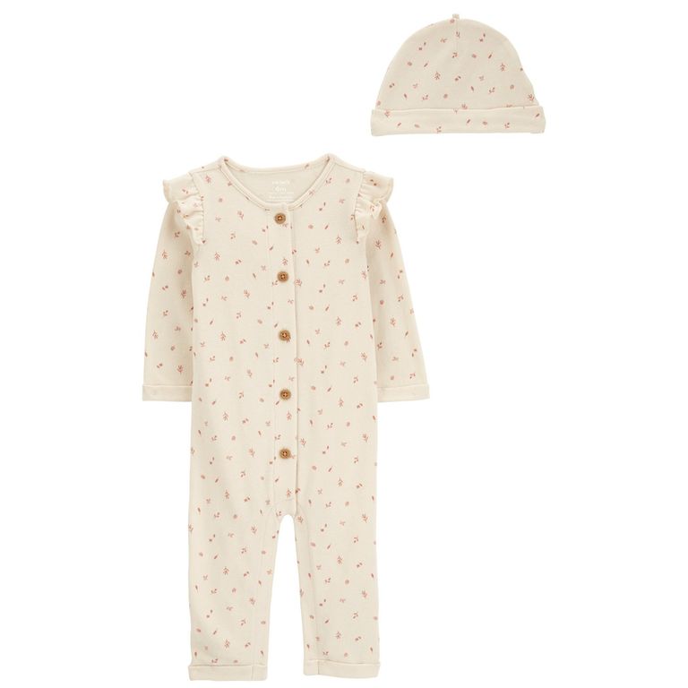 Conjunto 2 Piezas Enterito y Gorro Bebé Niña