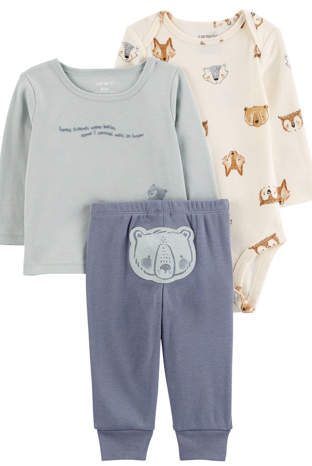 CARTER'S - Conjunto 3 Piezas Pantalón, Polera y Body Bebé Niño Carter's