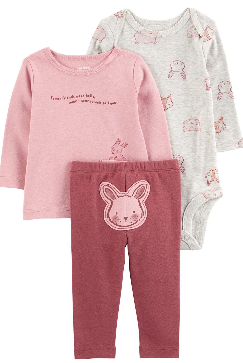 CARTER'S - Conjunto 3 Piezas Calza, Polera y Body Bebé Niña Carter's