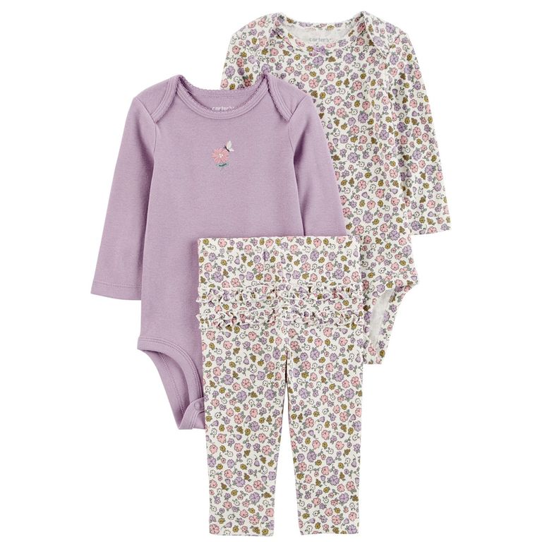 Conjunto 3 Piezas Calza y Dos Body Bebé Niña
