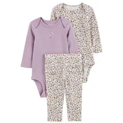 CARTER'S - Conjunto 3 Piezas Calza y Dos Body Bebé Niña