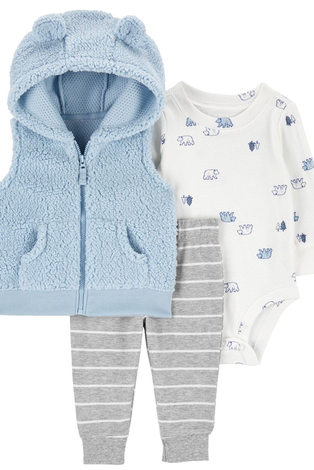CARTER'S - Conjunto 3 Piezas Poleron, Pantalón Buzo y Body Bebé Niño Carter's