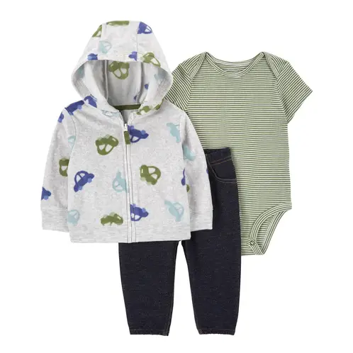 CARTER'S - Conjunto 3 Piezas Poleron, Pantalon y Body Bebé Niño