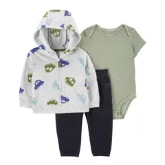 CARTER'S - Conjunto 3 Piezas Poleron, Pantalon y Body Bebé Niño