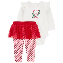 CARTER'S - Conjunto Navideño 2 Piezas Body y Calza con Tutú para Bebé Niña