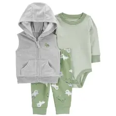 CARTER'S - Conjunto 3 Piezas Poleron, Pantalon y Body Bebé Niño