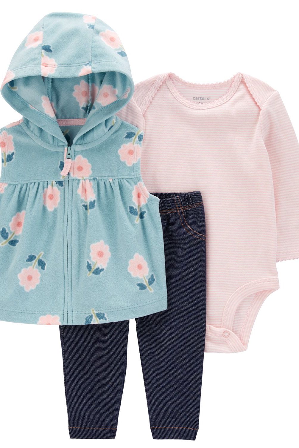 CARTER'S - Conjunto 3 Piezas Poleron, Pantalon y Body Bebé Niña Carter's