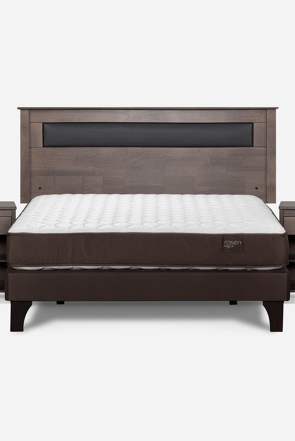 ROSEN - Cama Europea Ergo T 2 Plazas + Respaldo + 2 Veladores Rosen