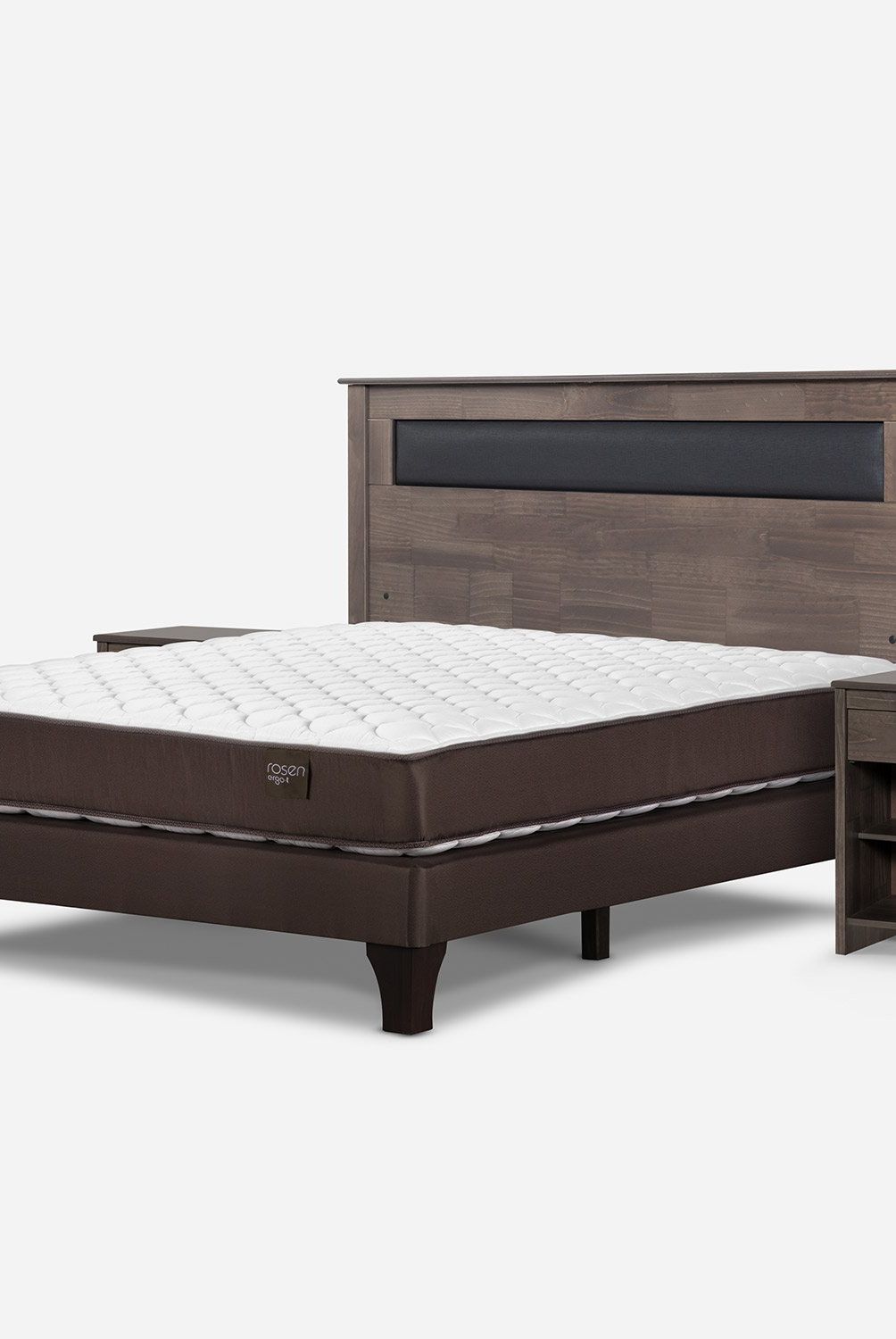 ROSEN - Cama Europea Ergo T 2 Plazas + Respaldo + 2 Veladores Rosen