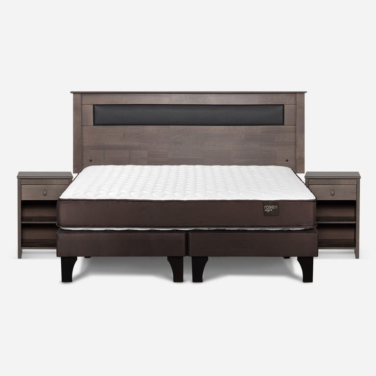 Cama Europea New Ergo T King x 2.00 mt Base Dividida + Respaldo + 2 Veladores
