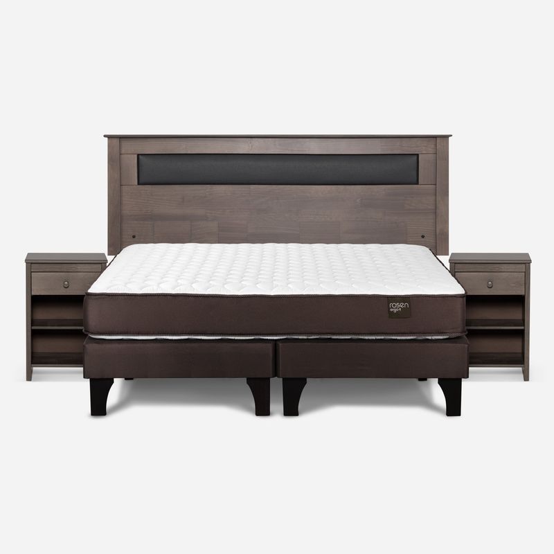 ROSEN - Cama Europea Ergo T King + Respaldo + 2 Veladores Rosen