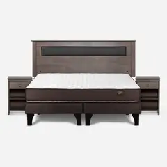 ROSEN - Cama Europea Ergo T King + Respaldo + 2 Veladores