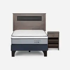 ROSEN - Cama Europea Indie 1 Plaza + Respaldo + Velador