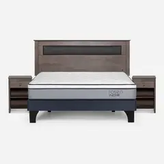 ROSEN - Cama Europea Indie 2 Plazas + Respaldo + 2 Veladores
