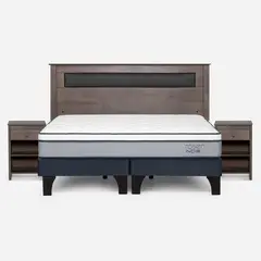 ROSEN - Cama Europea Indie King + Respaldo + 2 Veladores