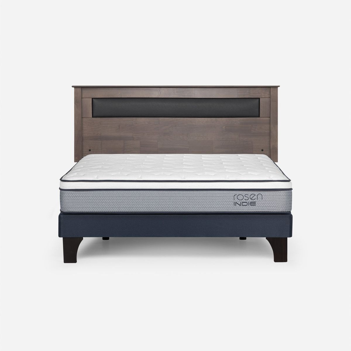 ROSEN - Cama Europea Indie 2 Plazas x 2.00 mt Base Normal + Respaldo Rosen