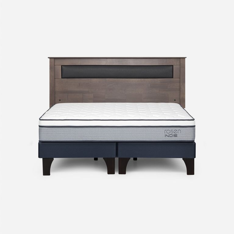 ROSEN Cama Europea Indie 2 Plazas x 2.00 mt Base Dividida + Respaldo