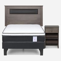 Cama Europea New Style 6 1.5 Plazas + Respaldo + Velador