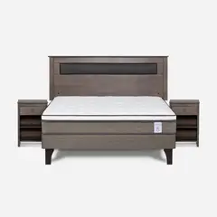ROSEN - Cama Europea New Style 6 2 Plazas + Respaldo + 2 Veladores