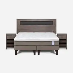 ROSEN - Cama Europea New Style 6 2 Plazas + Respaldo + 2 Veladores
