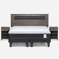 Cama Europea New Style 6 King + Respaldo + 2 Veladores