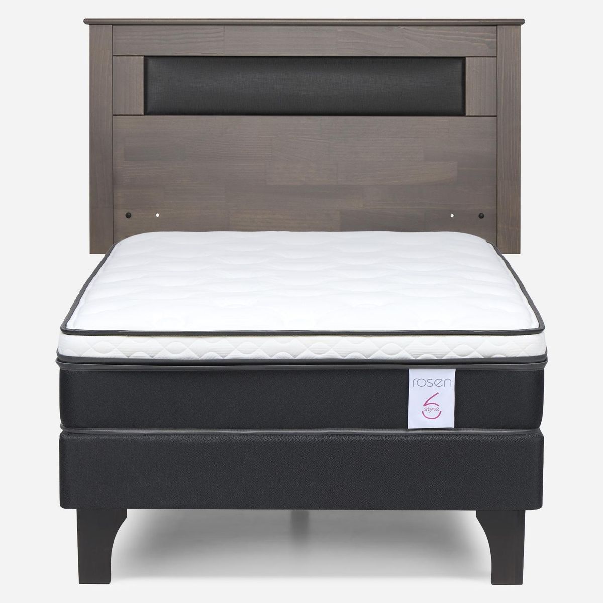 ROSEN - Cama Europea New Style 6 1 Plaza x 2.00 mt  + Respaldo Rosen